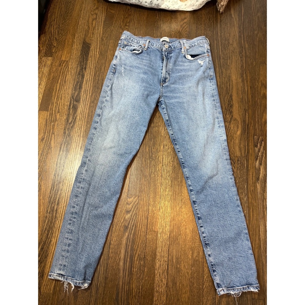 Citizens of Humanity Olivia Slim Ankle Jeans Size 30 Light Wash Distressed Hem